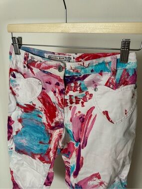 Vintage Krizia Jeans Abstract Print Cropped Jeans Capri Pants Made in Italy